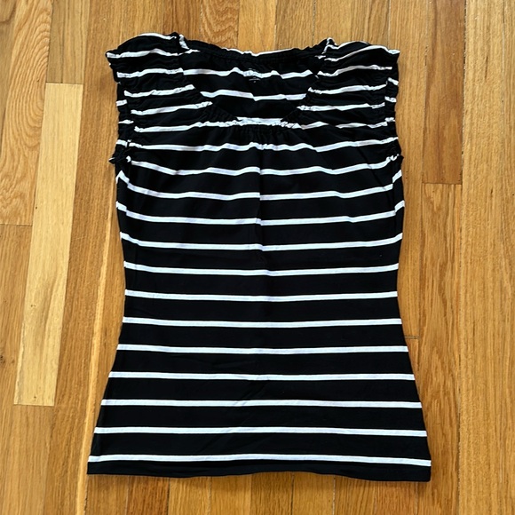 LOFT Tops - Black and White Stripped Sleeveless Shirt, Loft, Size Medium